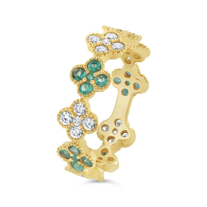 Emerald & Diamond Clover Eternity Ring