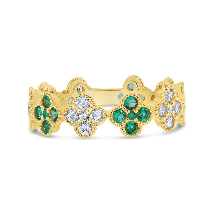 Emerald & Diamond Clover Eternity Ring