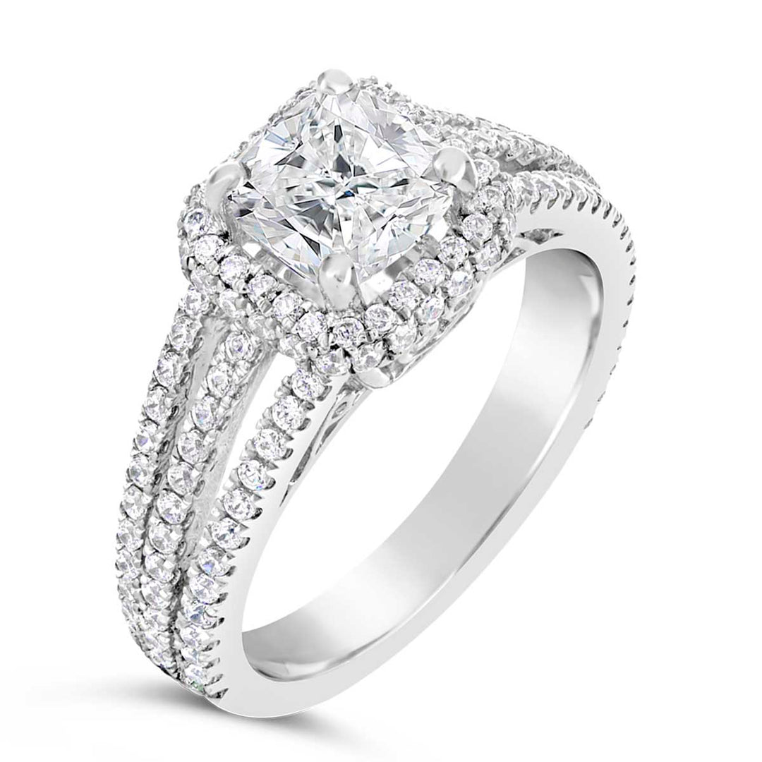 Split Shank Halo Dimond Engagement Ring - ACB018