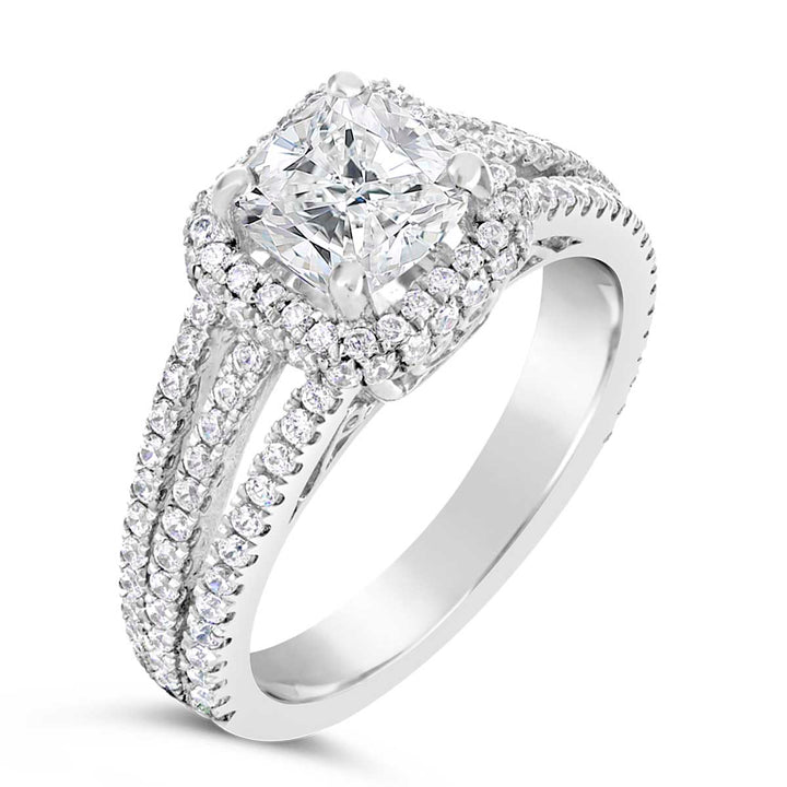 Split Shank Halo Dimond Engagement Ring - ACB018