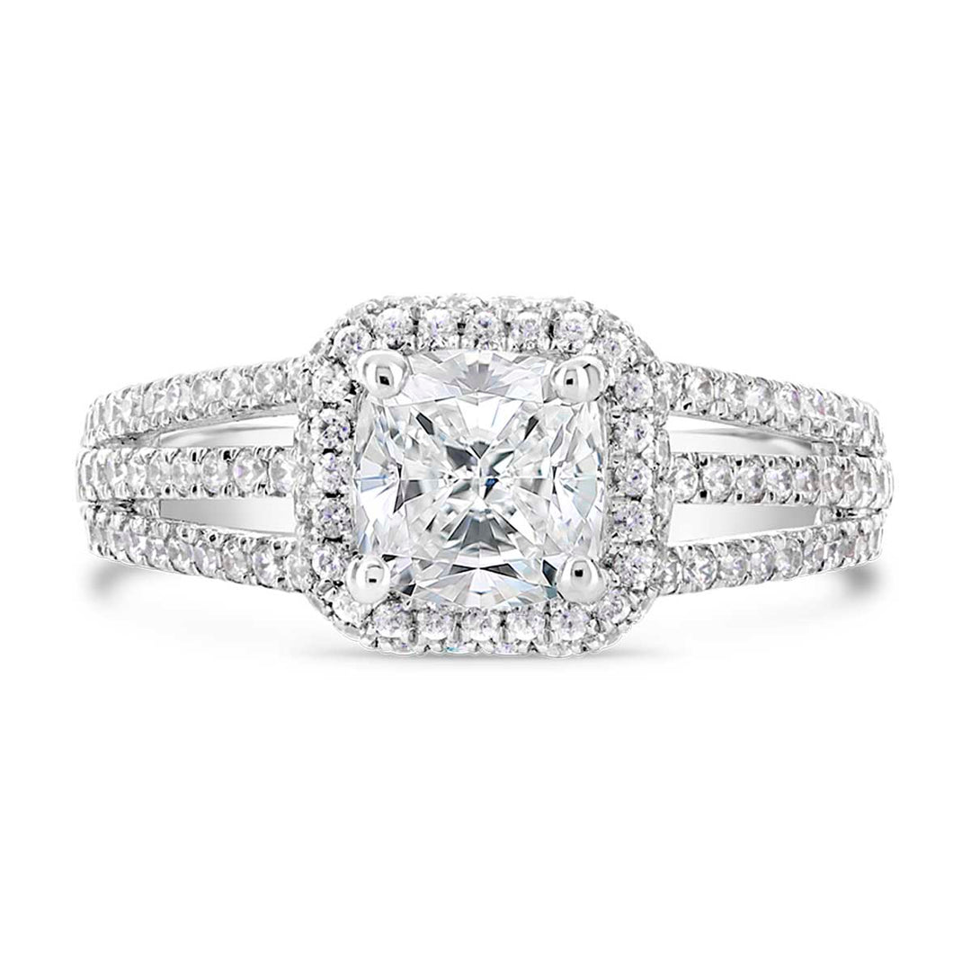 Split Shank Halo Dimond Engagement Ring - ACB018