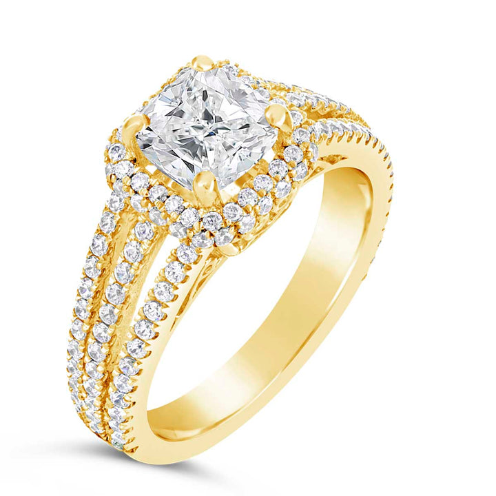 Split Shank Halo Dimond Engagement Ring - ACB018