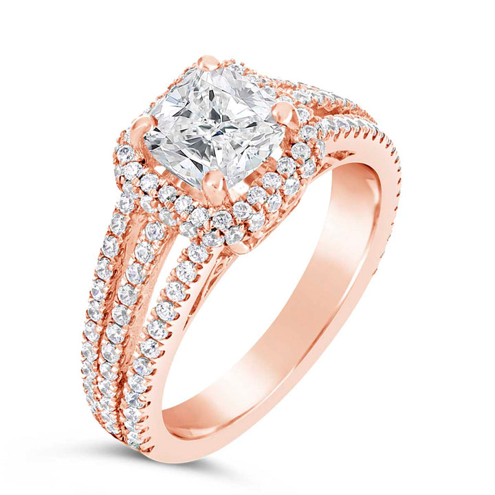 Split Shank Halo Dimond Engagement Ring - ACB018
