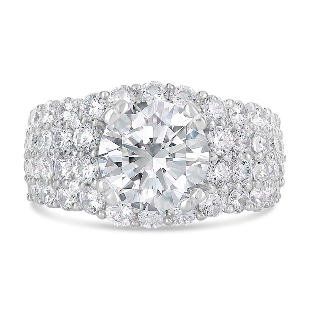 Wide Band Diamond Engagement Ring