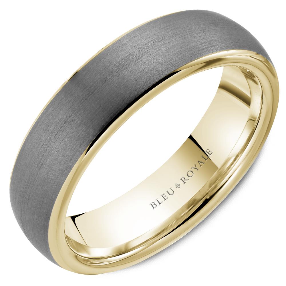 Gold-Tantalum Grey 6mm Wide Men's Wedding Band - RYL-206TY6