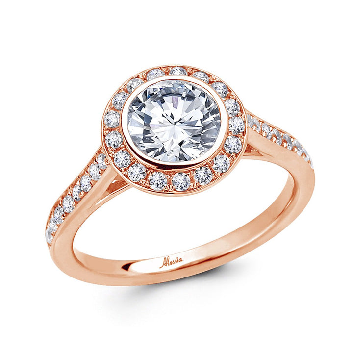 Bezel Set Diamond Halo Engagement Ring
