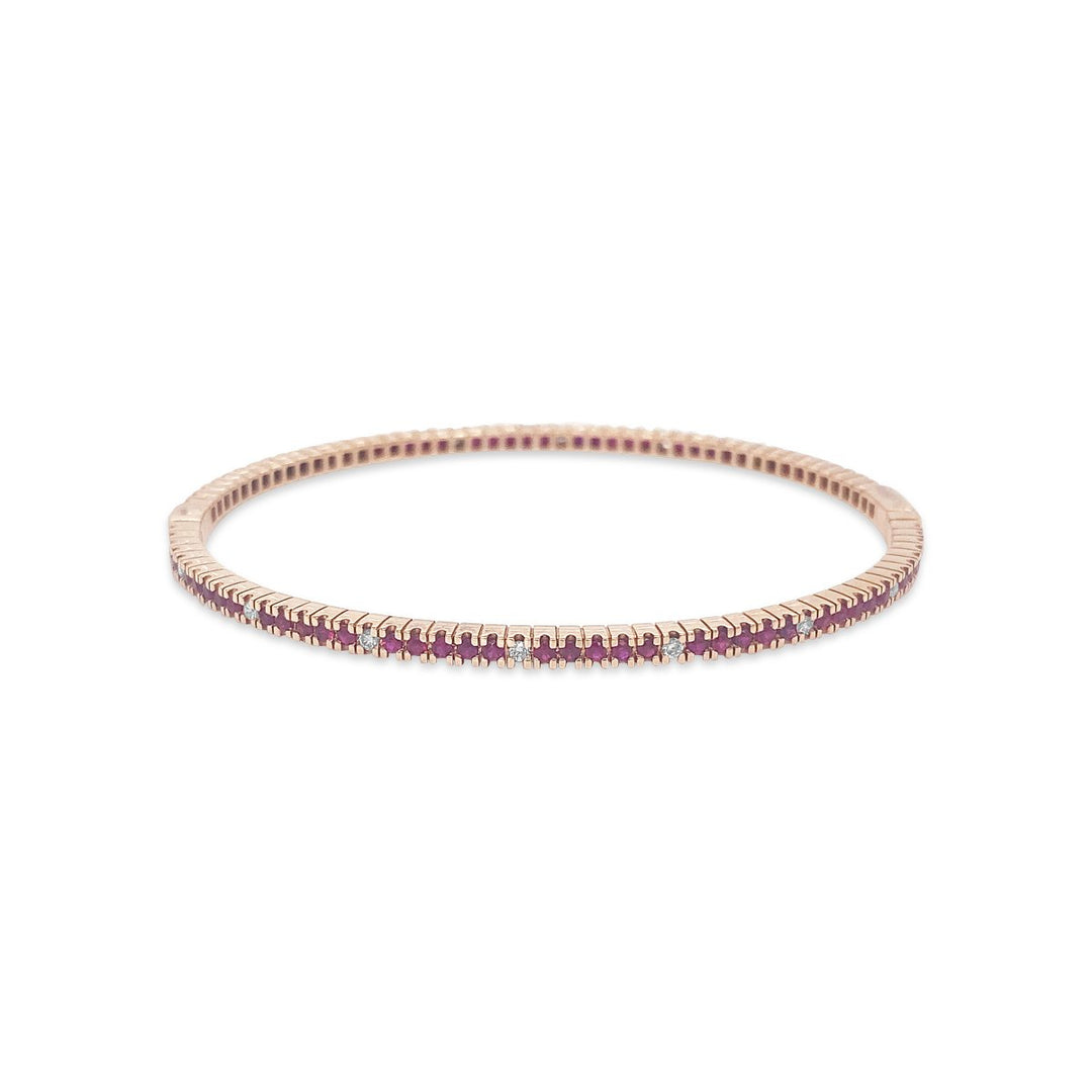 Rose Gold Ruby & Diamond Bangle - RB33663 - The Diamond Guys