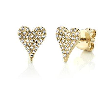 14KY Shy Creation Pave Diamond Heart Earring, 0.14ctw G/H Si - The Diamond Guys