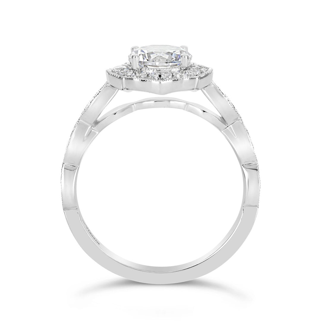 Vintage Style Diamond Halo Engagement Ring - The Diamond Guys