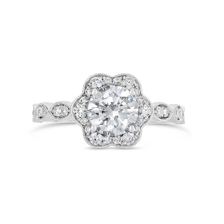 Vintage Style Diamond Halo Engagement Ring - The Diamond Guys
