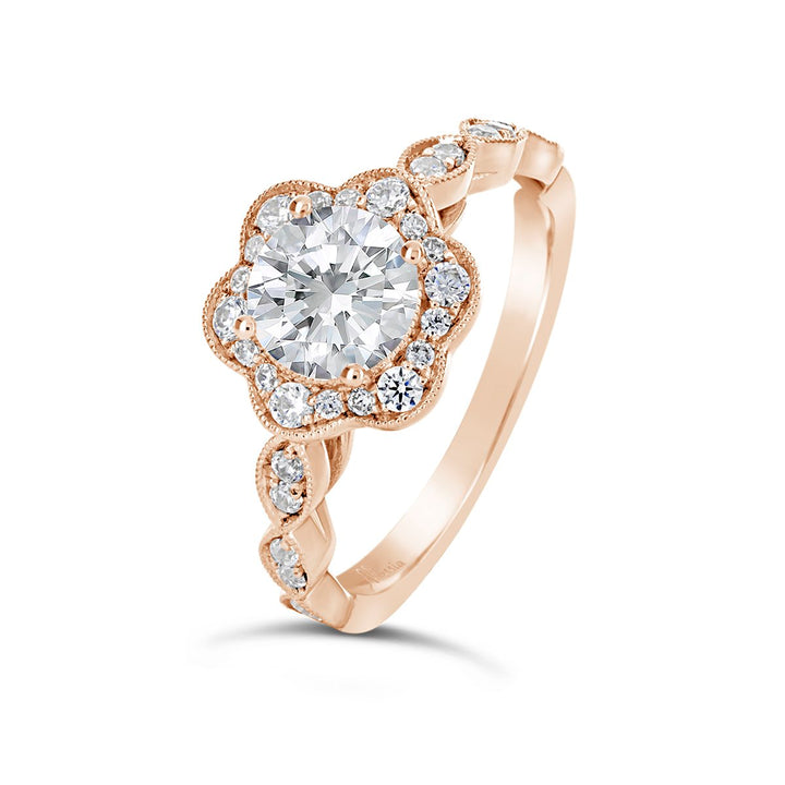 Vintage Style Diamond Halo Engagement Ring - The Diamond Guys