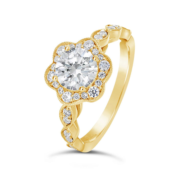 Vintage Style Diamond Halo Engagement Ring - The Diamond Guys