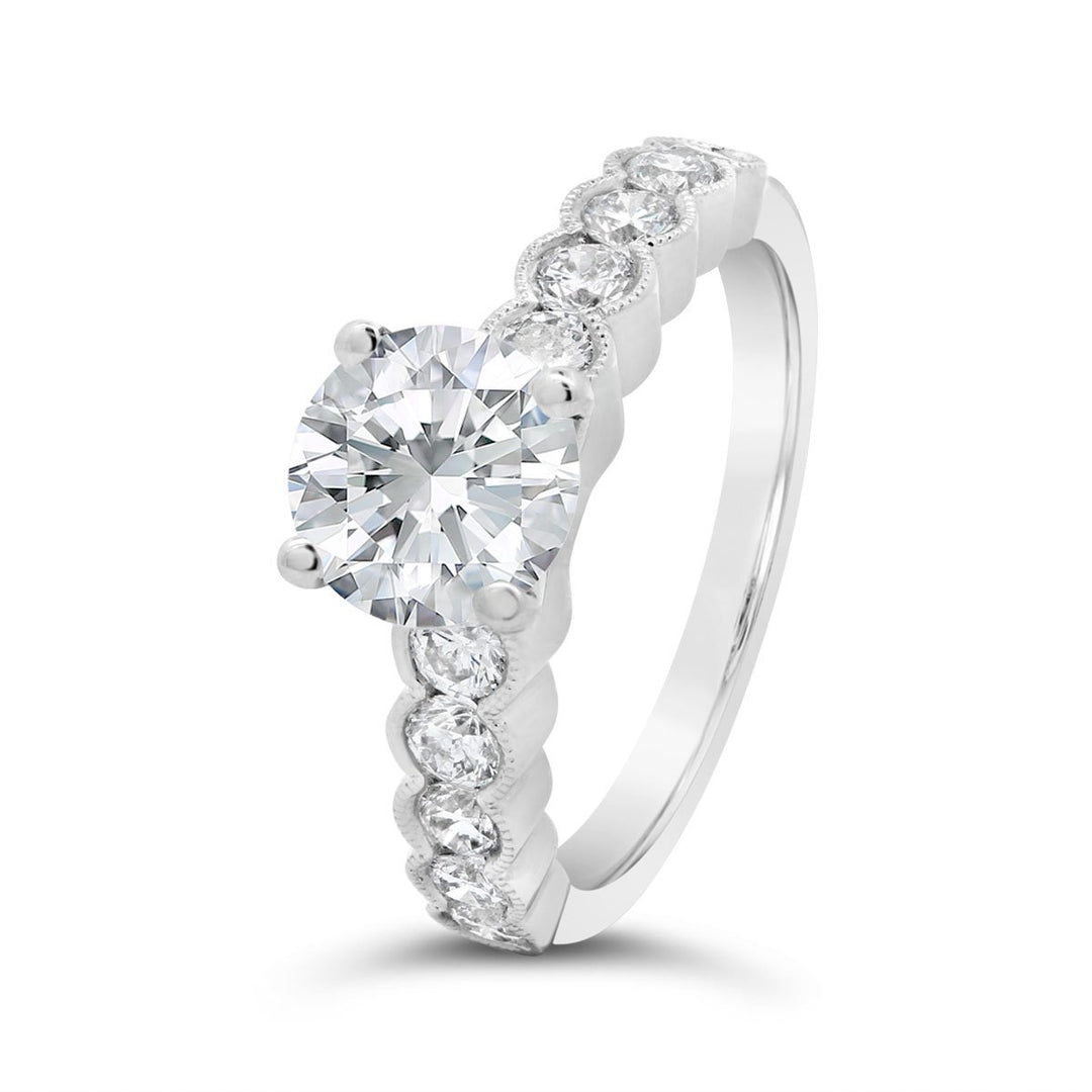 Diamond Engagement Ring with Milgrain Detail - R-37897 - The Diamond Guys