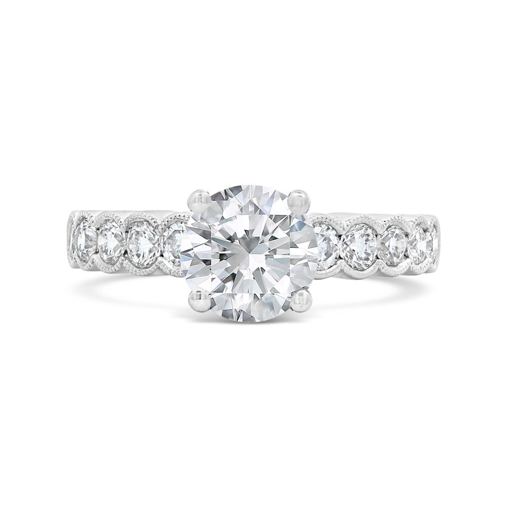 Diamond Engagement Ring with Milgrain Detail - R-37897 - The Diamond Guys