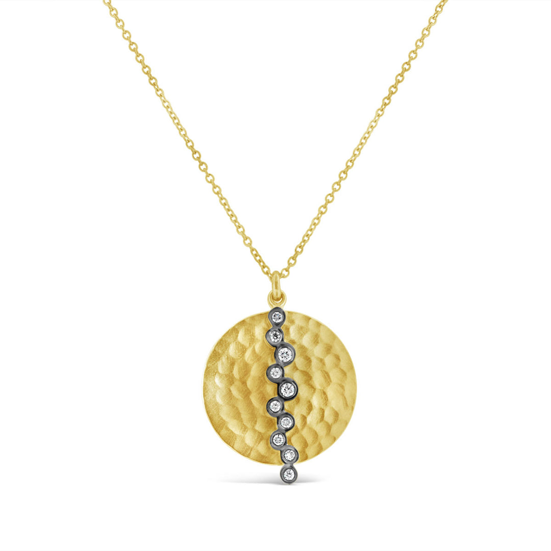 Hammered Medallion & Diamond Necklace