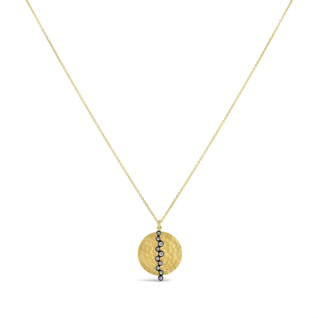 Hammered Medallion & Diamond Necklace