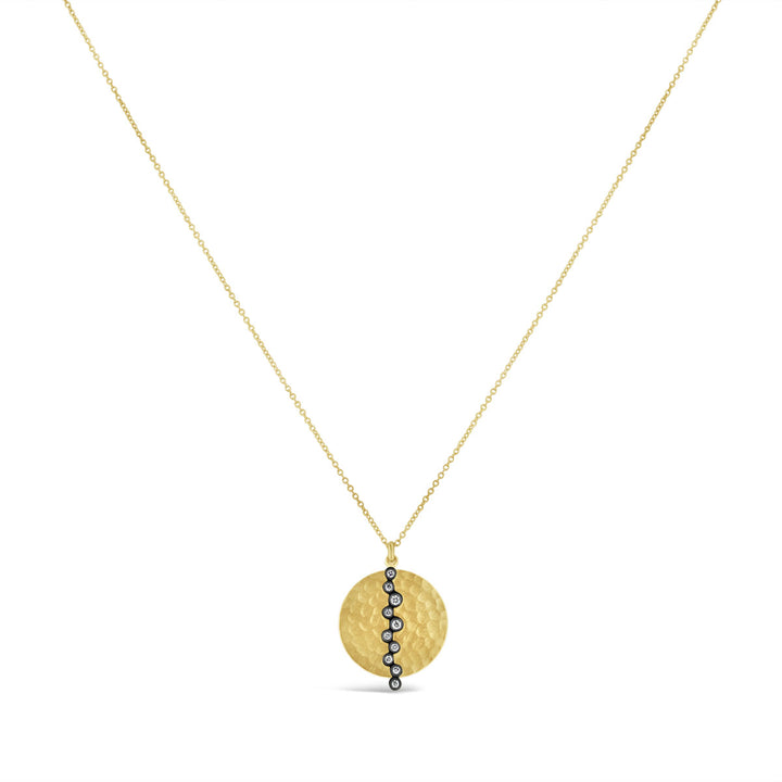 Hammered Medallion & Diamond Necklace
