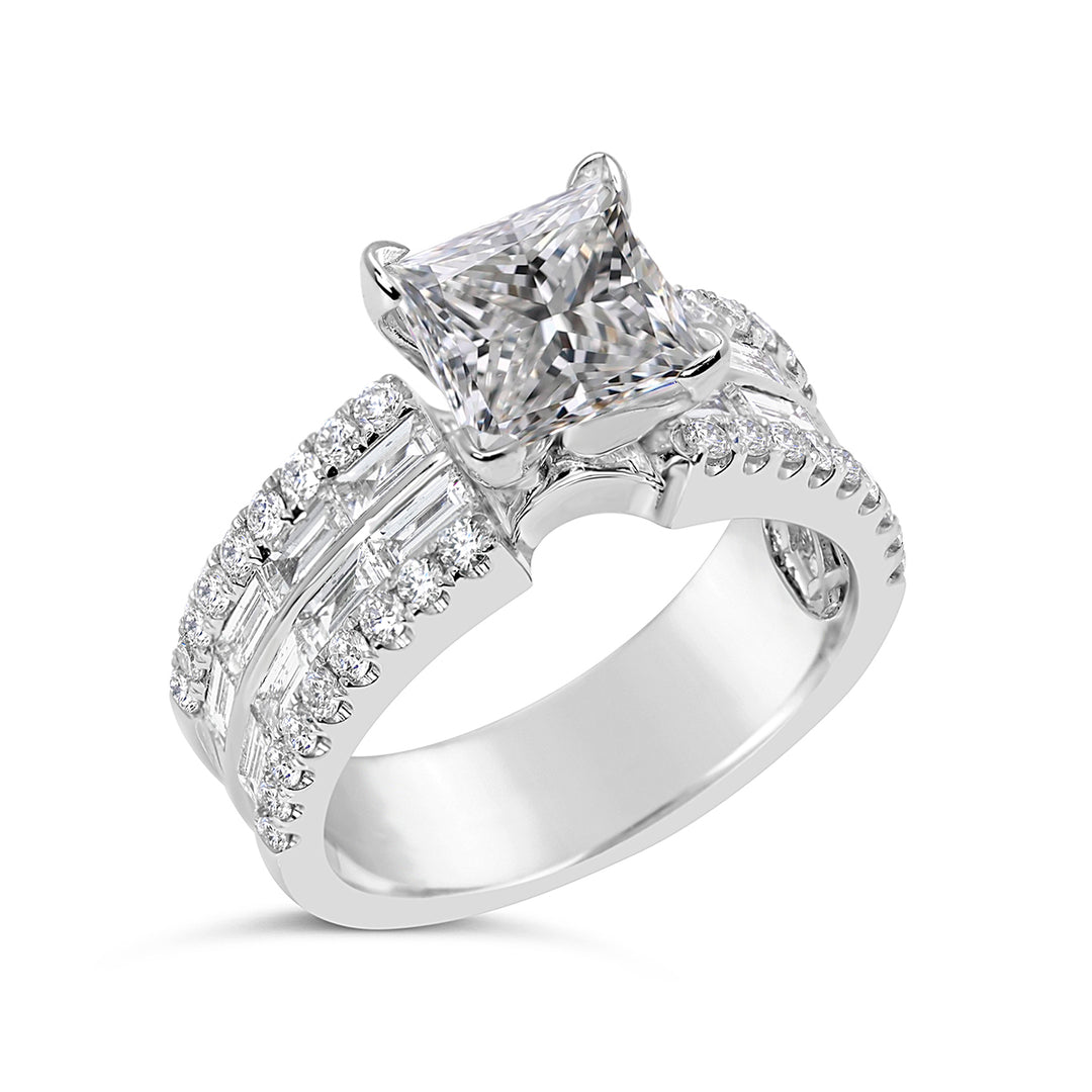 Wide Band Diamond Engagement Ring - GR3905