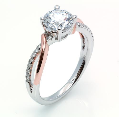 Two Tone Cross Over Diamond Engagement Ring - The Diamond Guys