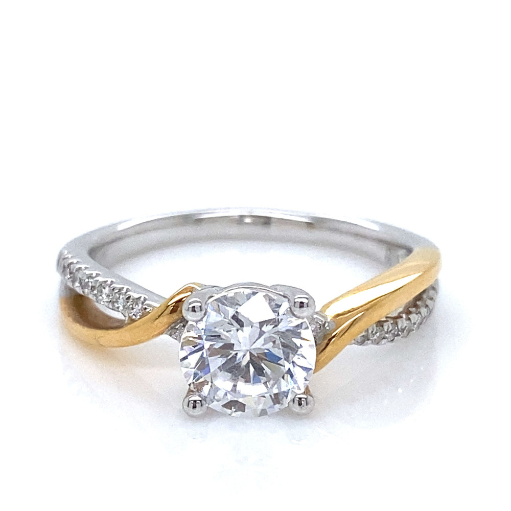 Two Tone Cross Over Diamond Engagement Ring - The Diamond Guys