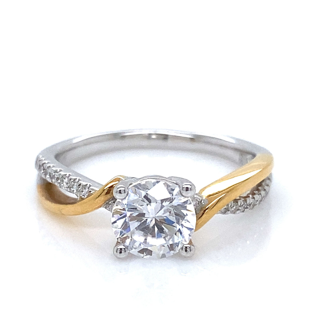 Two Tone Cross Over Diamond Engagement Ring - The Diamond Guys