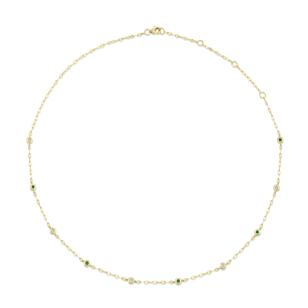 Alternating Emerald & Diamonds By The Yard Sparkle Chain Necklace