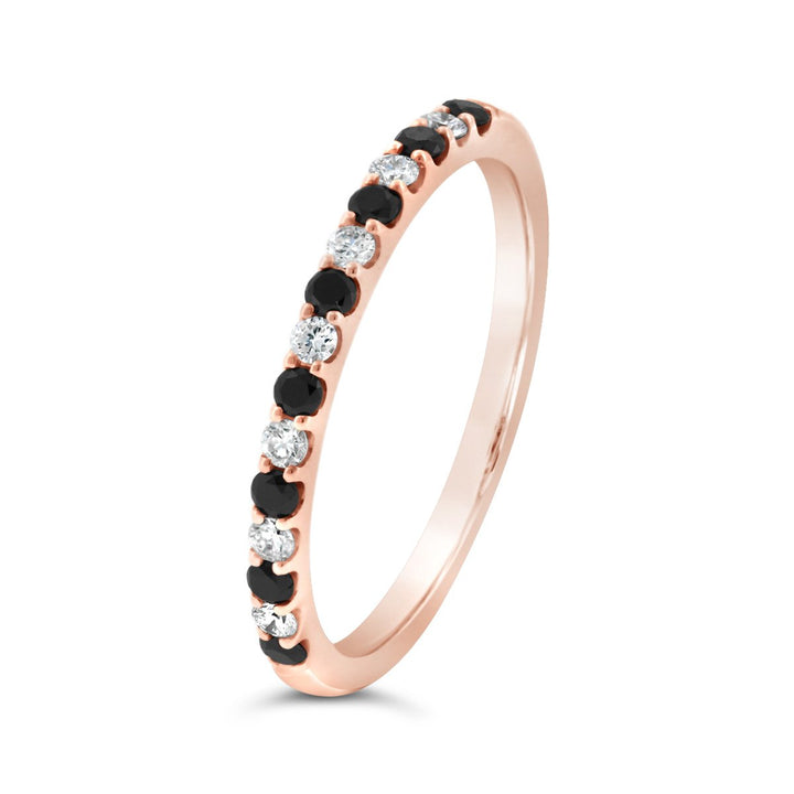 Half Way Set With Alternating Diamond and Black Diamond Band
