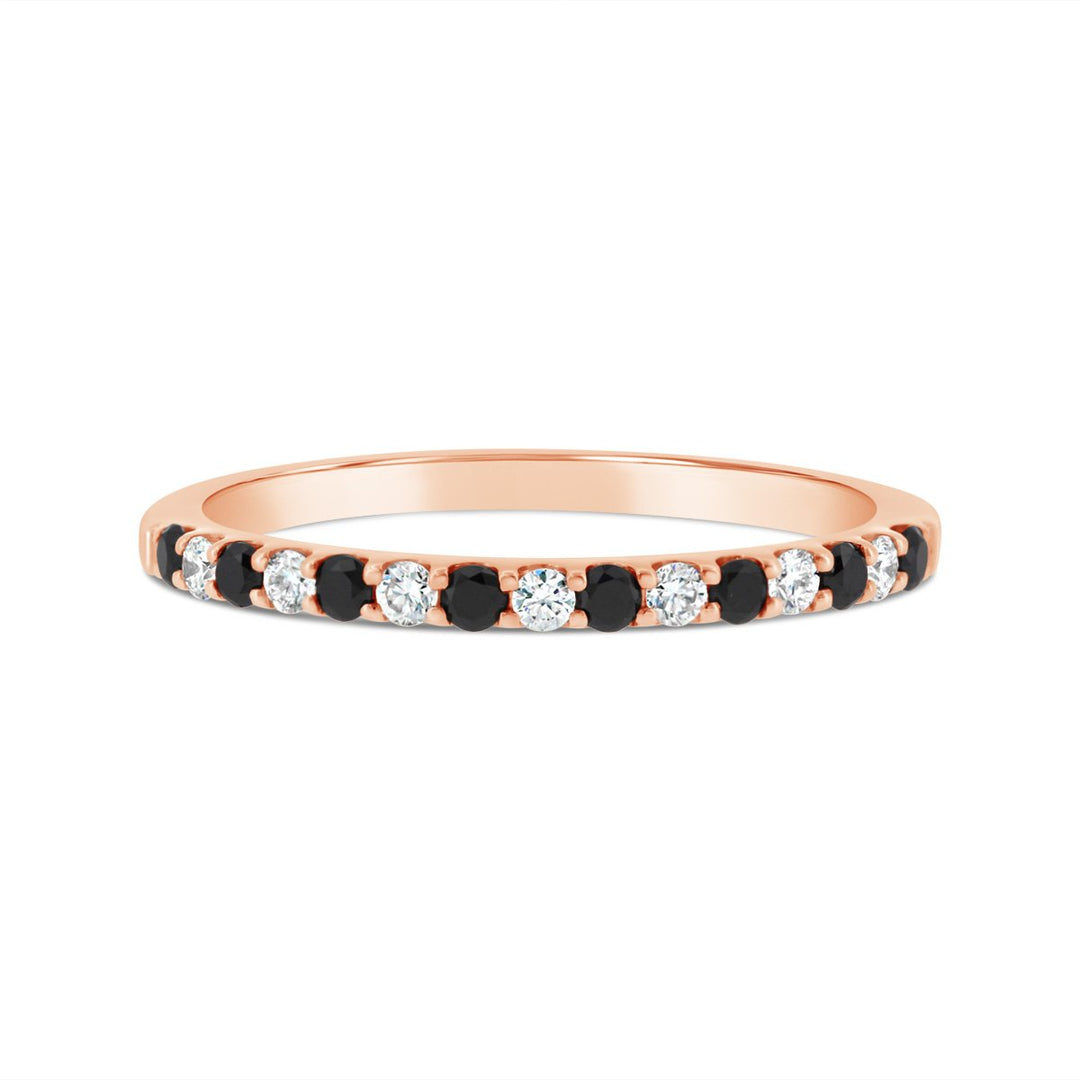 Half Way Set With Alternating Diamond and Black Diamond Band