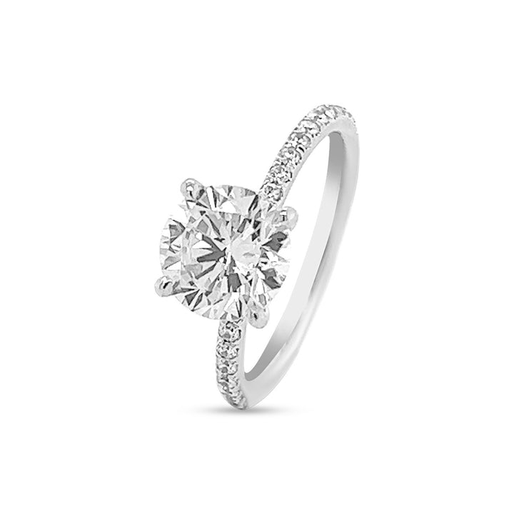 Secret Halo French Pave Diamond Engagement Ring