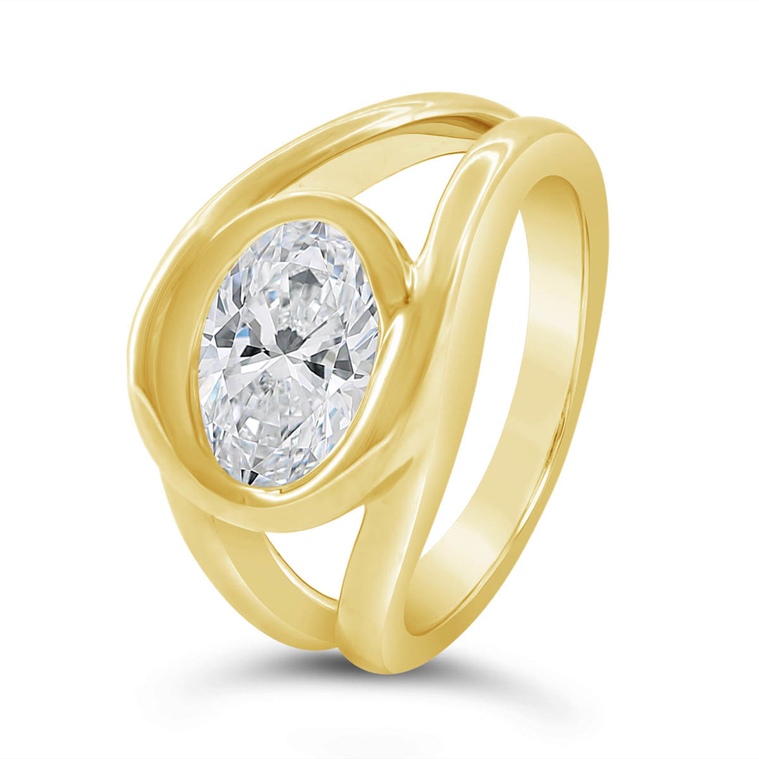 Laboratoy Grown Bypass Bezel Set Diamond Ring