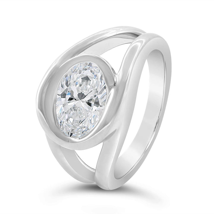 Laboratoy Grown Bypass Bezel Set Diamond Ring