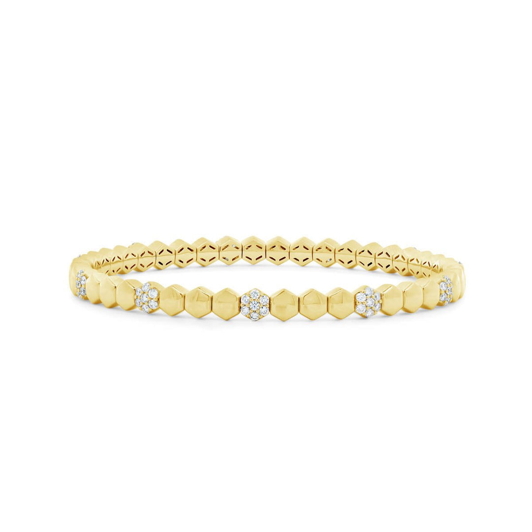 14K Yellow Gold Strech Diamond Bangle - The Diamond Guys