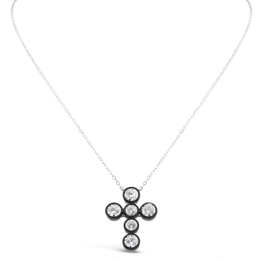 Black Rhdouim Plating Lab Grown Diamond Cross Necklace - NL43771-LAB - The Diamond Guys