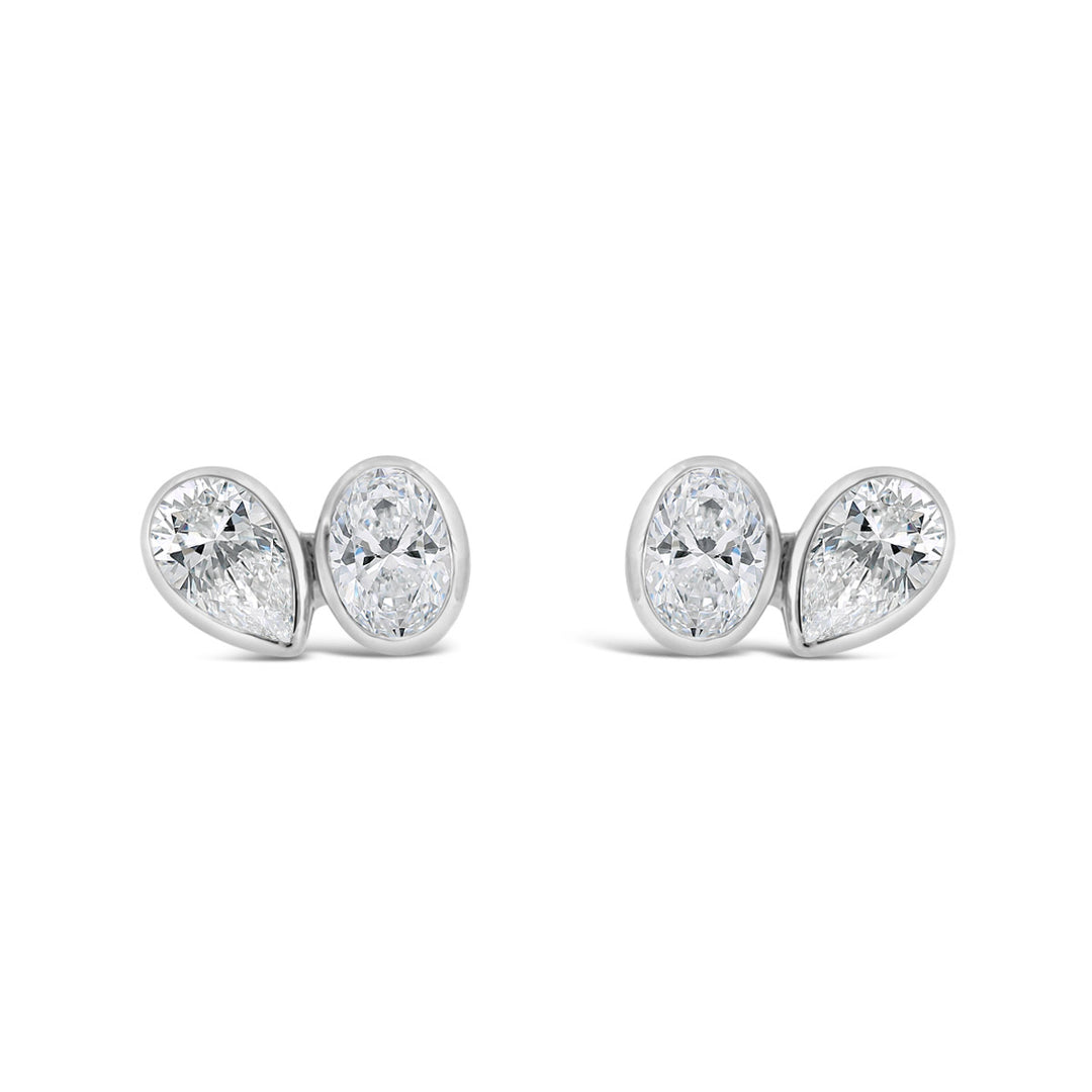 Lab Grown Bezel Set Moi et Toi Diamond Stud Earrings