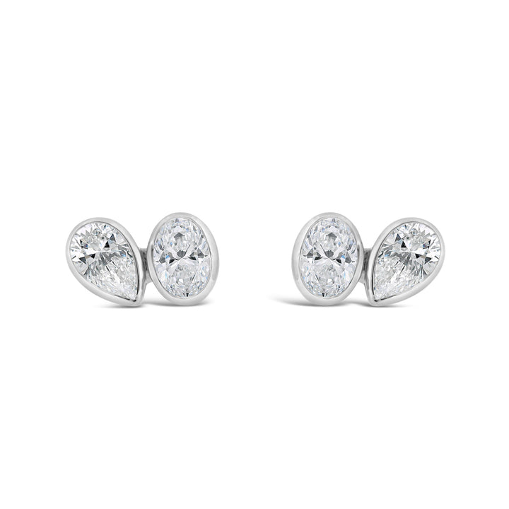 Lab Grown Bezel Set Moi et Toi Diamond Stud Earrings