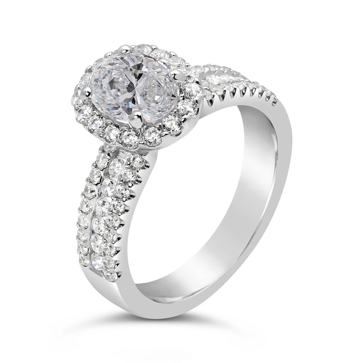 Oval Diamond Halo Ring - The Diamond Guys