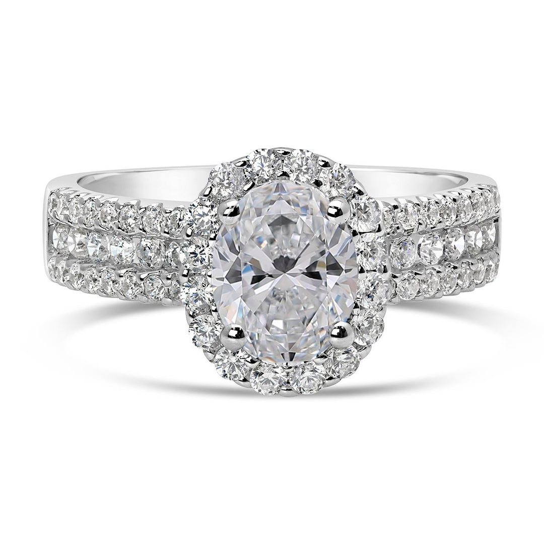 Oval Diamond Halo Ring - The Diamond Guys