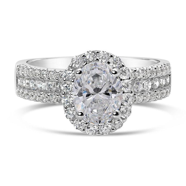 Oval Diamond Halo Ring - The Diamond Guys