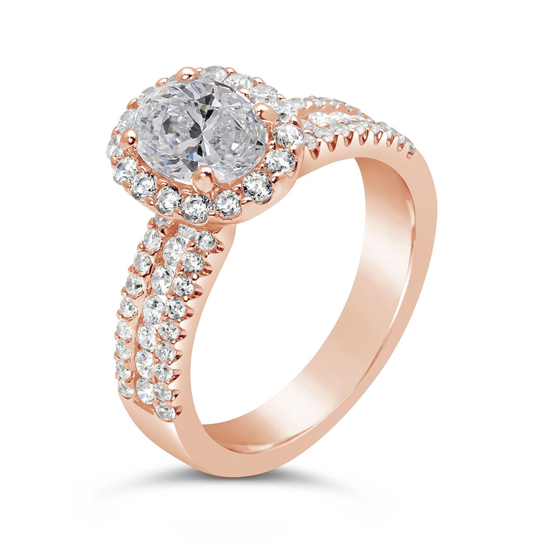 Oval Diamond Halo Ring - The Diamond Guys
