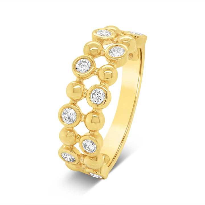 Two Row Diamond Bezel Set Fashion Ring - LD10540