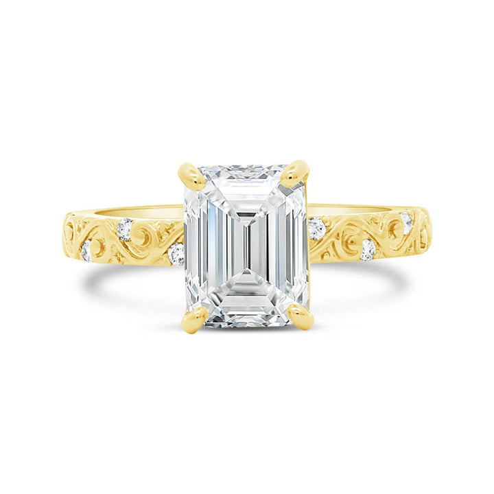 Engraved Diamond Engagement Ring - YJC5990R-EC