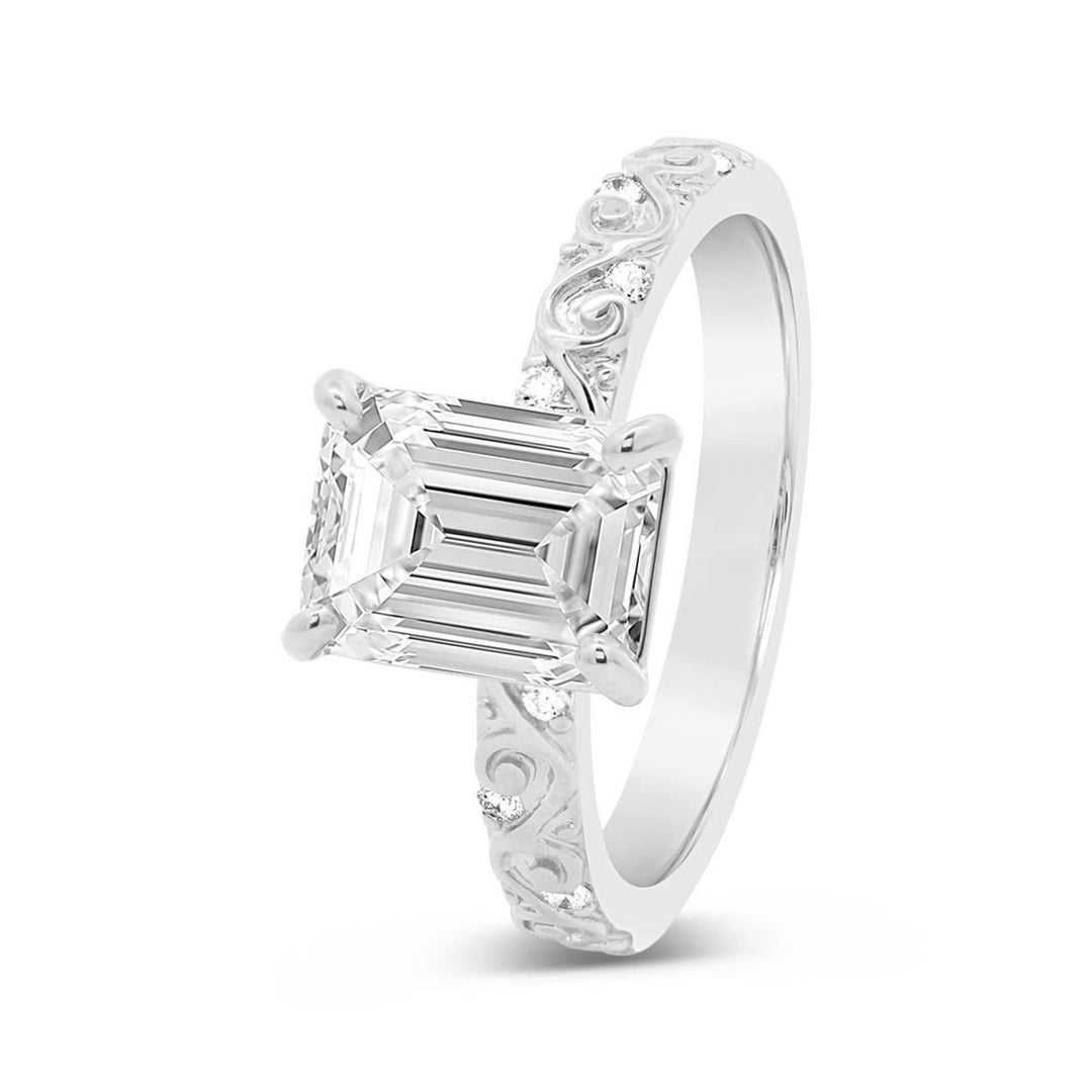 Engraved Diamond Engagement Ring - YJC5990R-EC