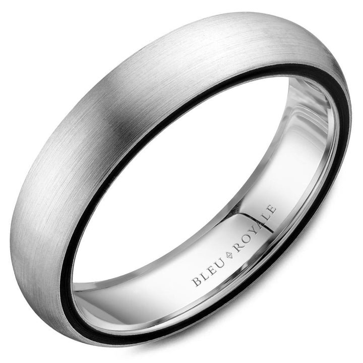 Two Tone Men's Bleu Royale Wedding Band with Sandpaper Finish - RYL-061RW5