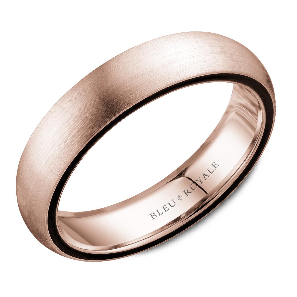 Two Tone Men's Bleu Royale Wedding Band with Sandpaper Finish - RYL-061RW5