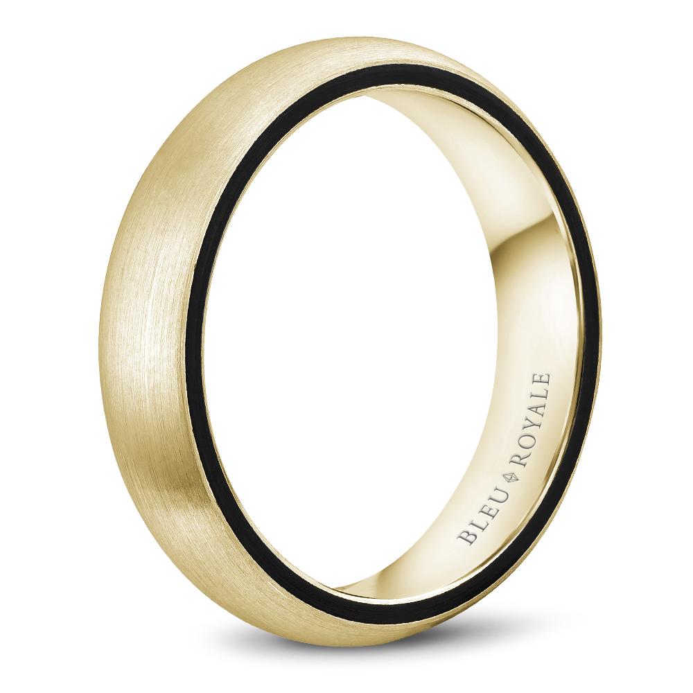 Two Tone Men's Bleu Royale Wedding Band with Sandpaper Finish - RYL-061RW5