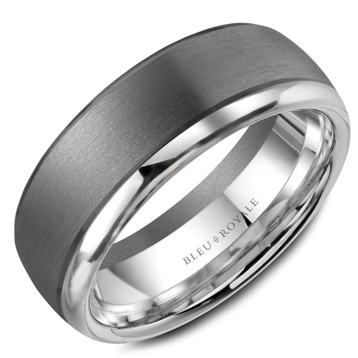 Tantalum Men's Wedding Band Sandpaper Center & High Polish Edges - RYL-169TR75 - The Diamond Guys