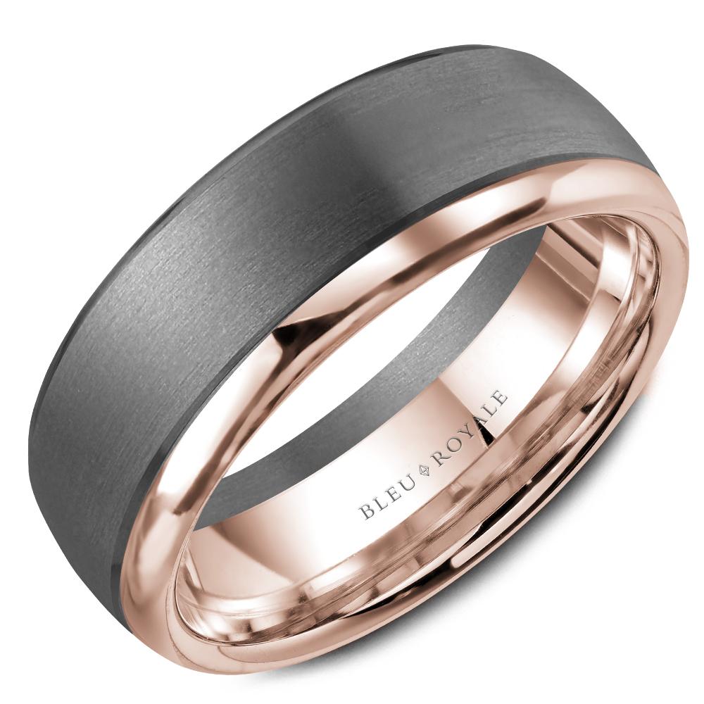 Tantalum Men's Wedding Band Sandpaper Center & High Polish Edges - RYL-169TR75 - The Diamond Guys