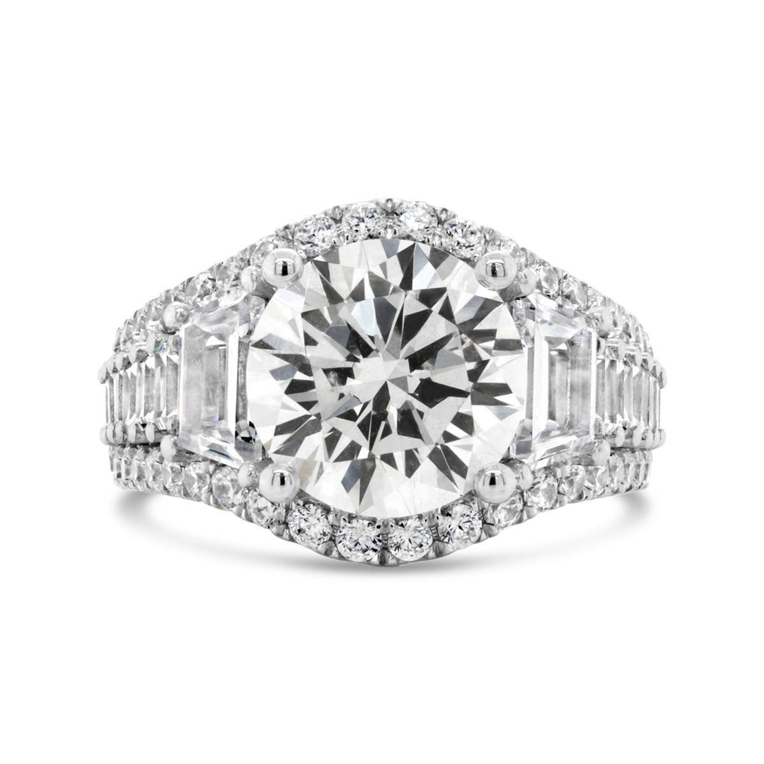 Wide Band Three Stone Diamond Engagement Ring - YJA2479R