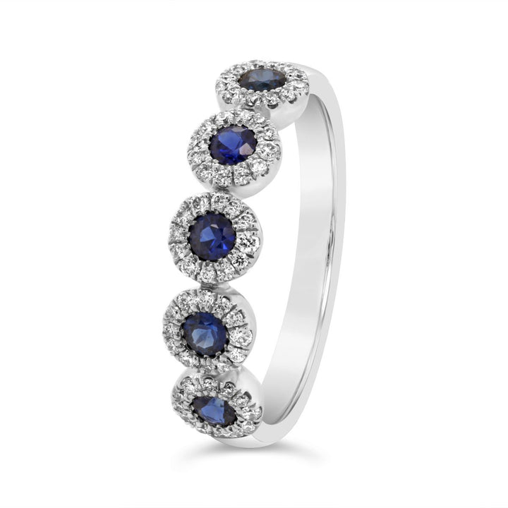 White Gold Diamond & Blue Sapphire Band - YR32388