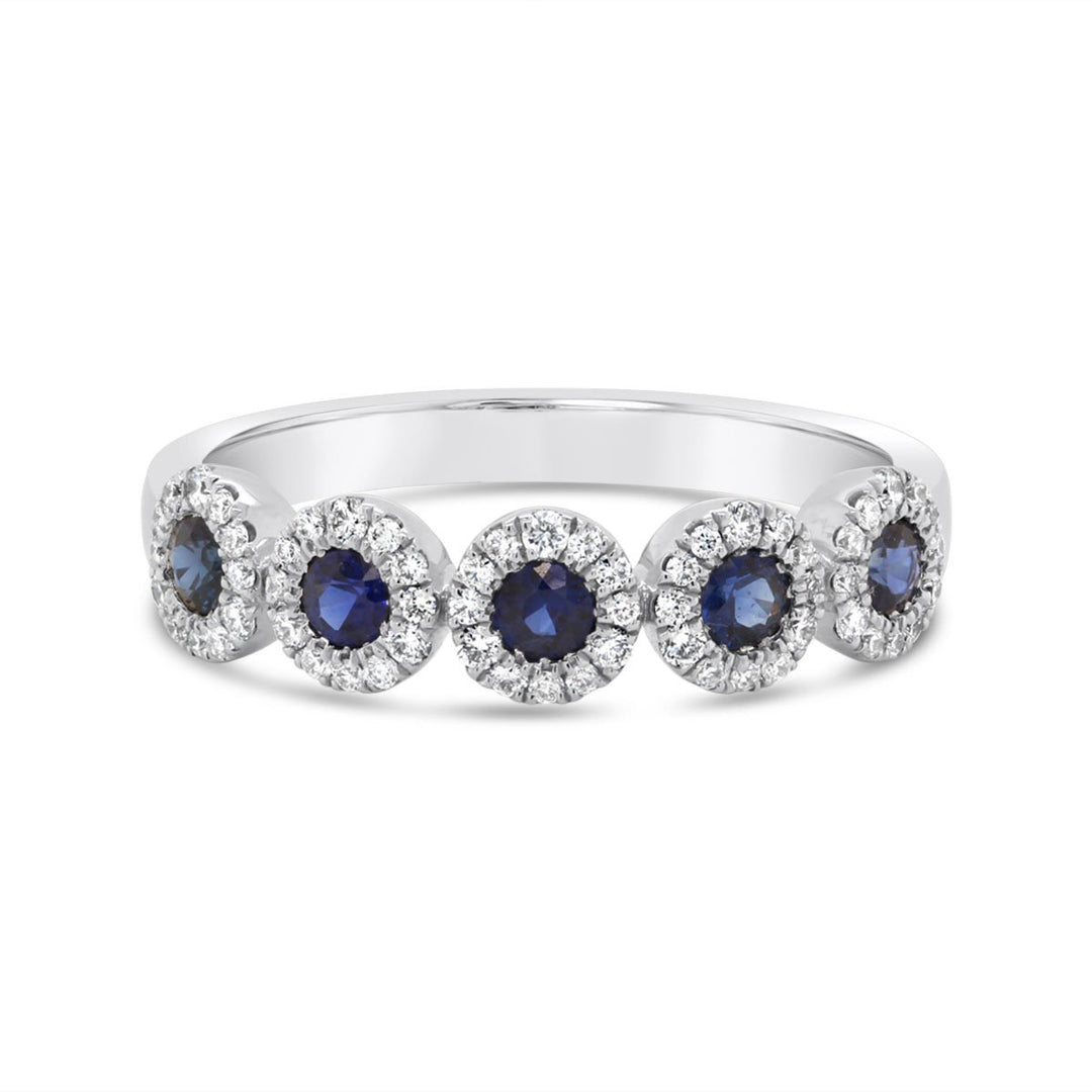 White Gold Diamond & Blue Sapphire Band - YR32388